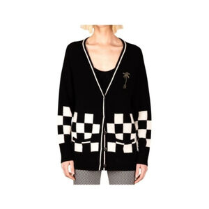 Le Superbe Van Doren Checkered Cardigan In Black White Sz S